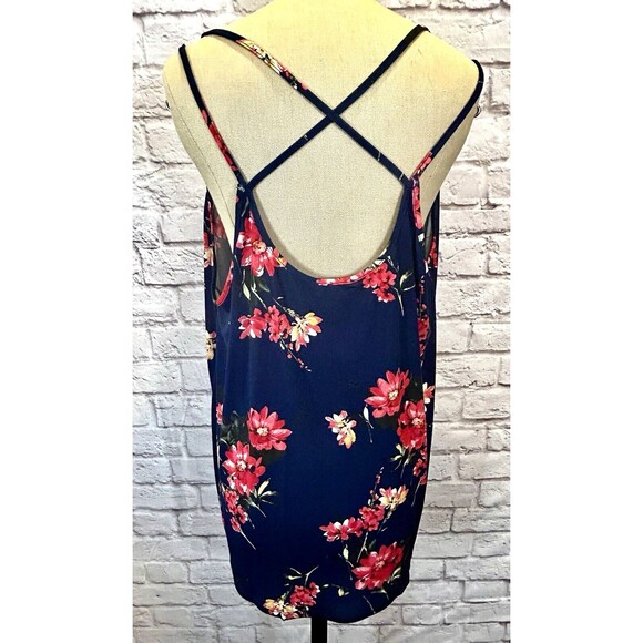 Papermoon Womens 3X Tank Top Shirt Open Back Navy Blue Floral Strappy Knit NWT‎ - Picture 7 of 11
